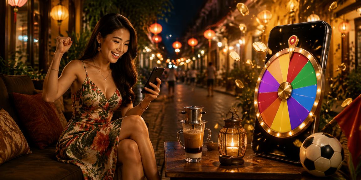 Không gian cà phê Hà Nội với màn hình roulette trực tuyến và ghi chú đánh giá