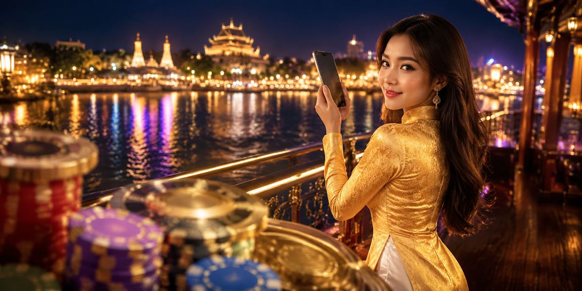 Người dùng tại Huế xem casino di động trong khung cảnh áo dài Việt Nam